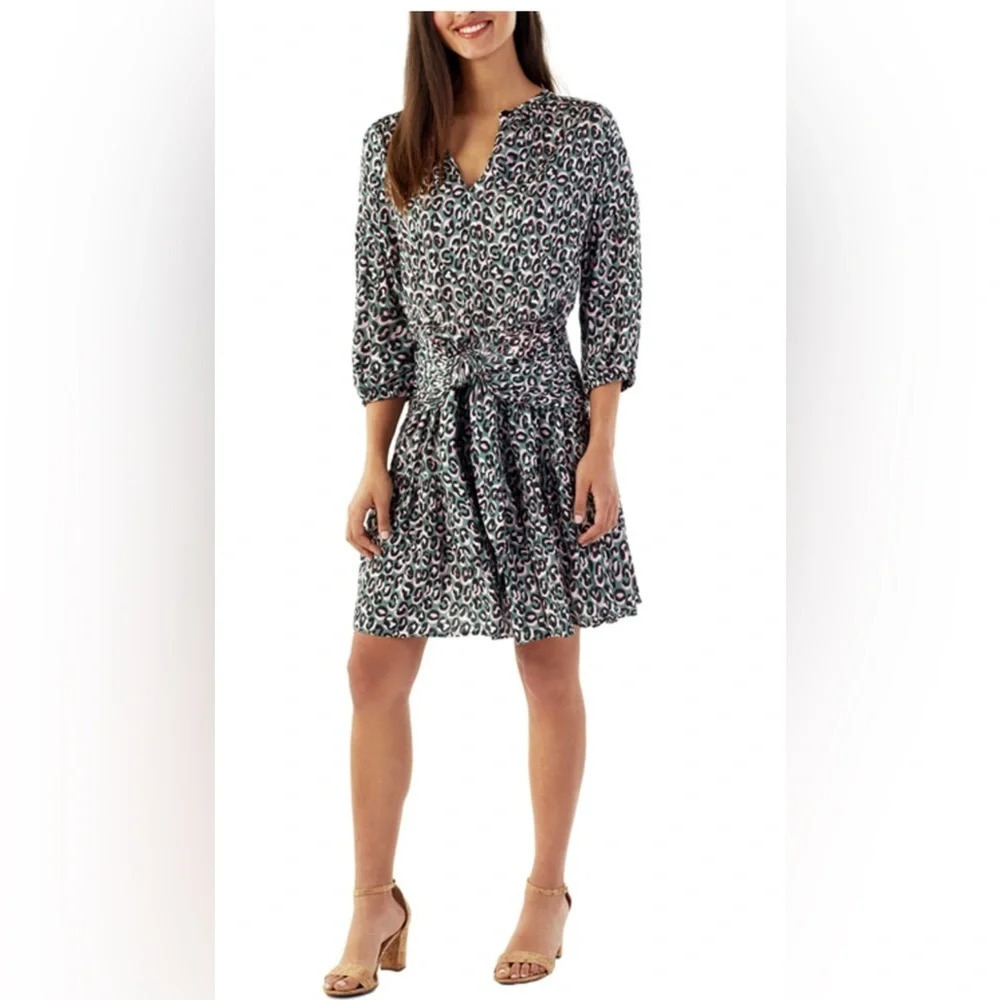 Finley Dresses | Finley Coco Dress Green and Pink Little Leopard Print M
